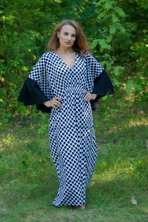 White Ballerina Style Caftan in Polka Dots