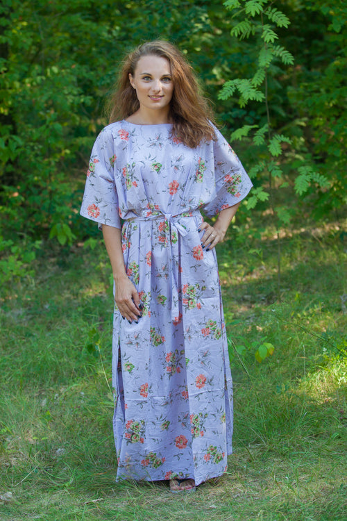 Lilac Mademoiselle Style Caftan in Romantic Florals Pattern