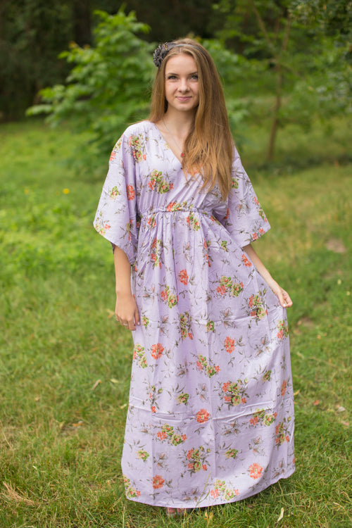 Lilac I Wanna Fly Style Caftan in Romantic Florals Pattern