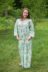 Mint Simply Elegant Style Caftan in Romantic Florals Pattern