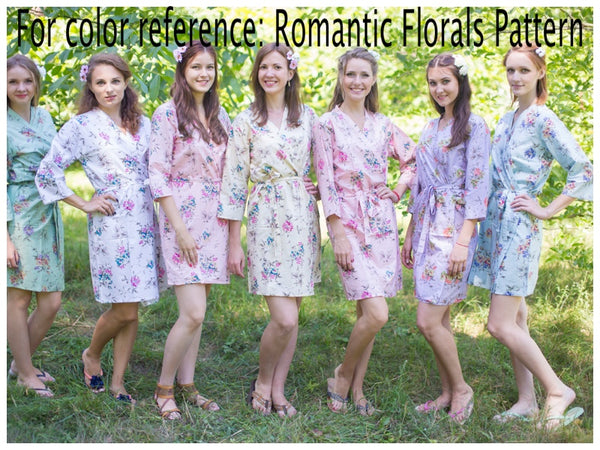 Mismatched Romantic Floral Patterned Bridesmaids Robes in Soft Tones