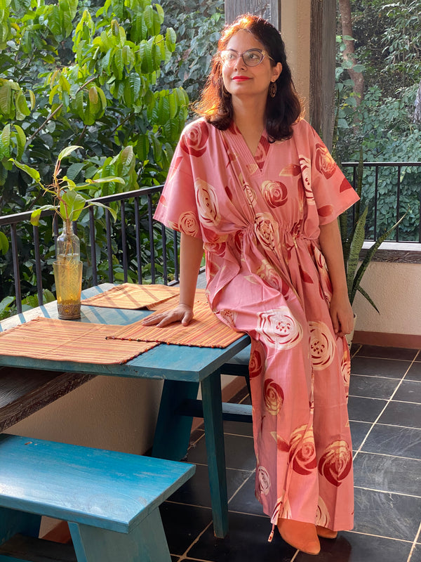 A rumor among fairies V-Neck, Cinched Waist Ankle Length Kaftan