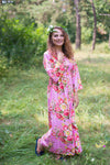 Pink Button Me Down Style Caftan in Rosy Red Posy Pattern