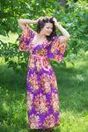Purple Breezy Bohemian Style Caftan in Rosy Red Posy Pattern