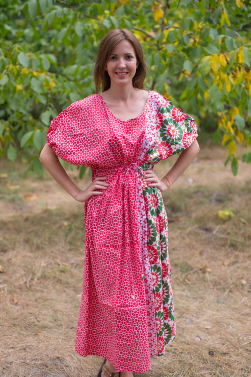 Red Cut Out Cute Style Caftan in Round and Round Pattern