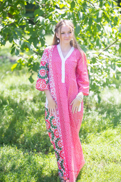 Red Simply Elegant Style Caftan in Round and Round Pattern