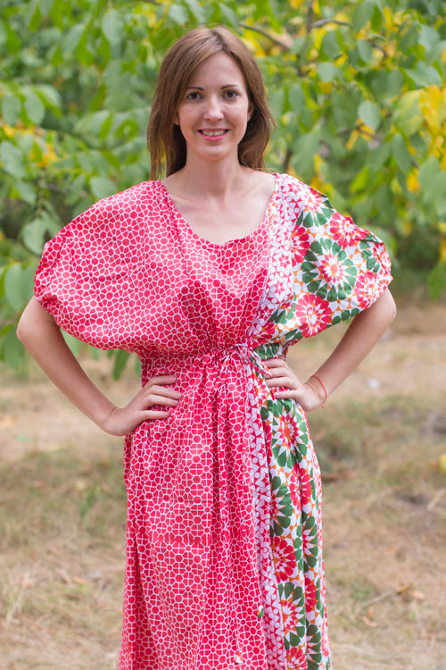 Red Cut Out Cute Style Caftan in Round and Round Pattern|Red Cut Out Cute Style Caftan in Round and Round Pattern