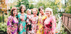 Mismatched Rosy Red Posy Patterned Bridesmaids Robes in Jewel Tones