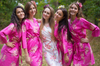 Hot Pink Faded Flowers Pattern Bridesmaids Robes