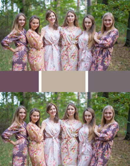 Taupe Brown and Cream Wedding Colors Bridesmaids Robes