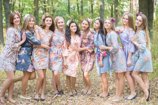 Shades of Gray Wedding Colors Bridesmaids Robes