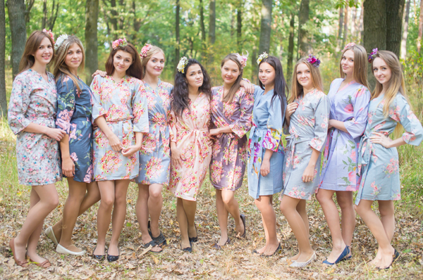 Shades of Gray Wedding Colors Bridesmaids Robes
