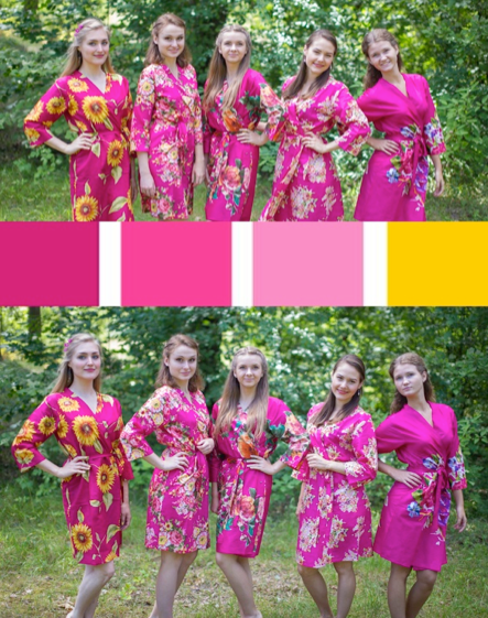 Shades of Hot Pink Wedding Colors, Bridesmaids Robes|Shades of Hot Pink Wedding Colors, Bridesmaids Robes|Shades of Hot Pink Wedding Colors, Bridesmaids Robes