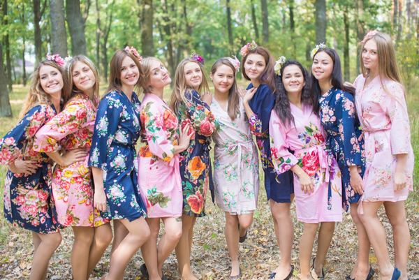 Navy, Pink and Blush Wedding Colors Bridesmaids Robes