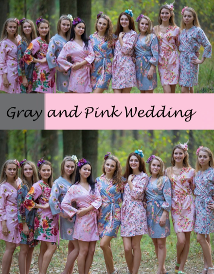 Gray and Pink Wedding Colors Bridesmaids Robes|Gray and Pink Wedding Colors Bridesmaids Robes|Gray and Pink Wedding Colors Bridesmaids Robes