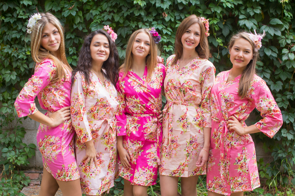 Shades of Pink Wedding Colors Bridesmaids Robes