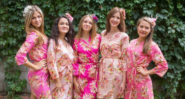 Shades of Pink Wedding Colors Bridesmaids Robes