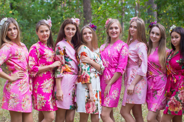 Shades of Pink Wedding palette Bridesmaids Robes