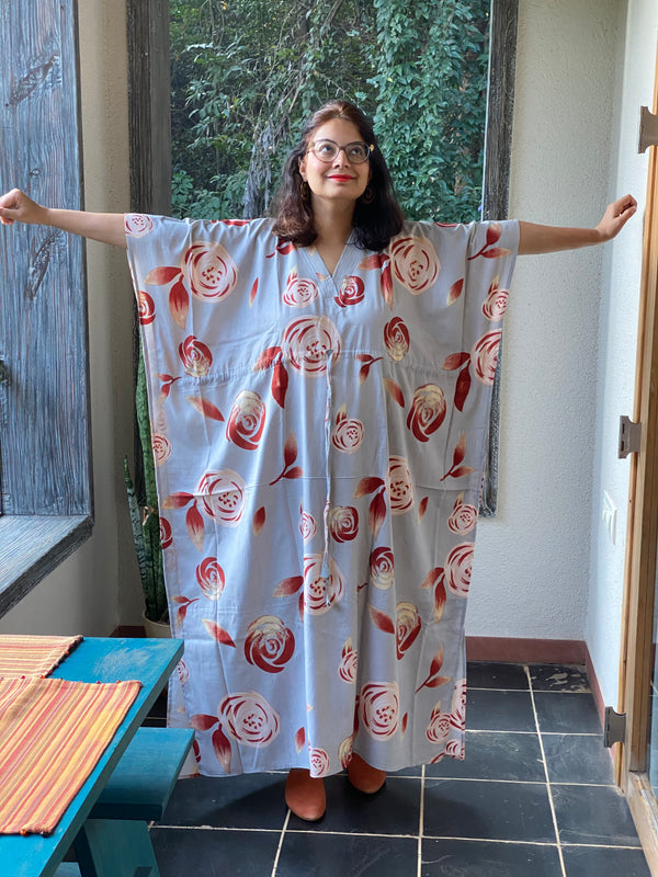 A rumor among fairies V-Neck, Cinched Waist Ankle Length Kaftan