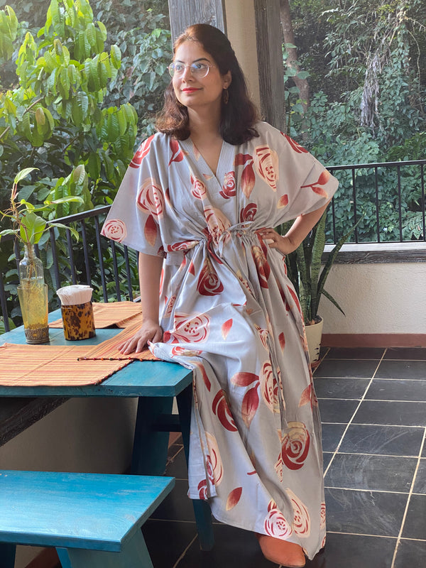 A rumor among fairies V-Neck, Cinched Waist Ankle Length Kaftan