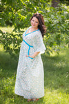 Light Blue Breezy Bohemian Style Caftan in Starry Floral Pattern