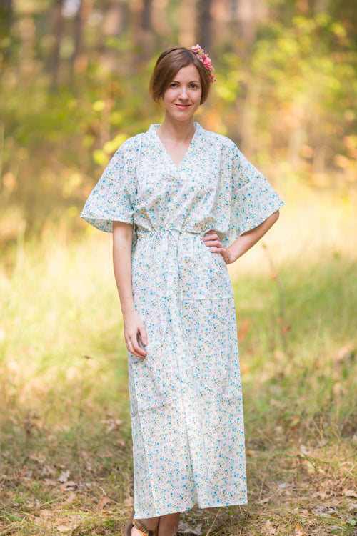 Light Blue The Drop-Waist Style Caftan in Starry Florals Pattern