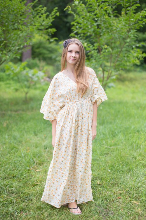 Light Yellow I Wanna Fly Style Caftan in Starry Florals Pattern