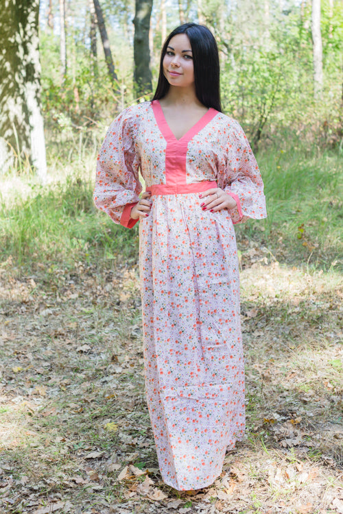 Pink My Peasant Dress Style Caftan in Starry Florals Pattern