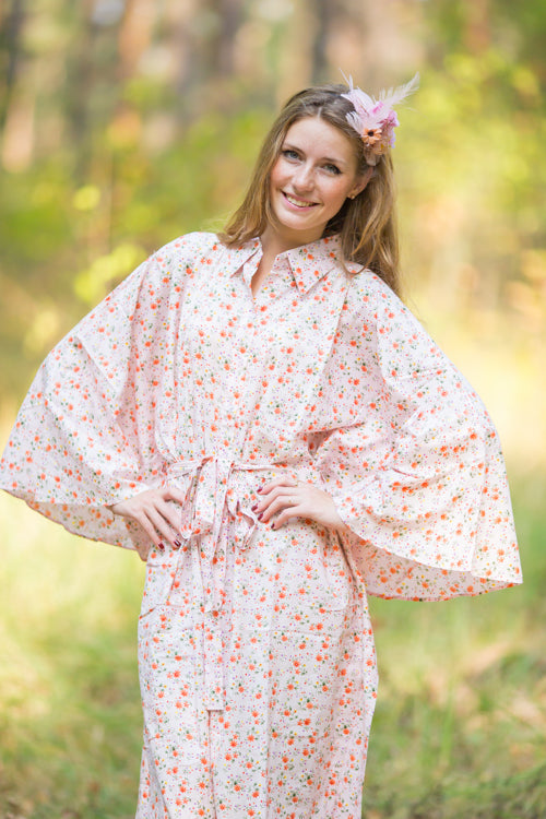 Pink Oriental Delight Style Caftan in Starry Florals Pattern