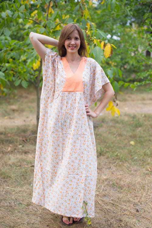 Pink Flowing River Style Caftan in Starry Florals Pattern