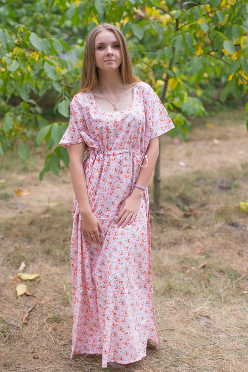 Pink Side Strings Sweet Style Caftan in Starry Florals Pattern