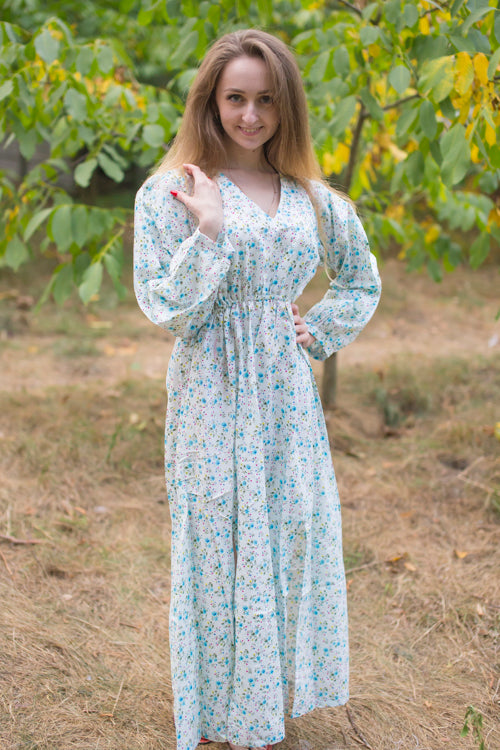 White Shape Me Pretty Style Caftan in Starry Florals Pattern