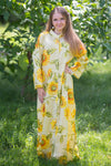 Cream Charming Collars Style Caftan in Sunflower Sweet Pattern