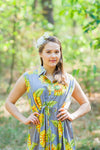 Gray Cool Summer Style Caftan in Sunflower Sweet Pattern