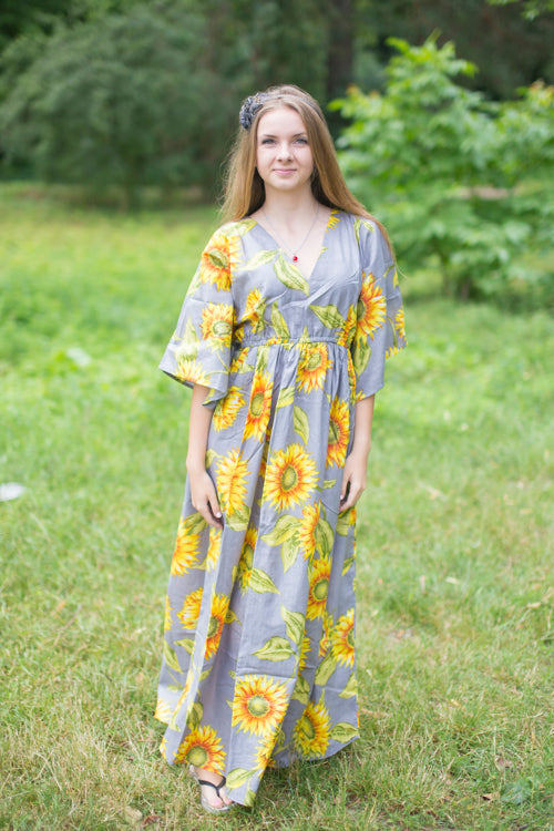 Gray I Wanna Fly Style Caftan in Sunflower Sweet Pattern