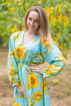 Light Blue Shape Me Pretty Style Caftan in Sunflower Sweet Pattern