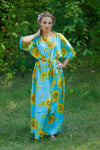 Light Blue Mademoiselle Style Caftan in Sunflower Sweet Pattern