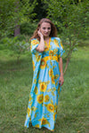 Light Blue Unfurl Style Caftan in Sunflower Sweet Pattern