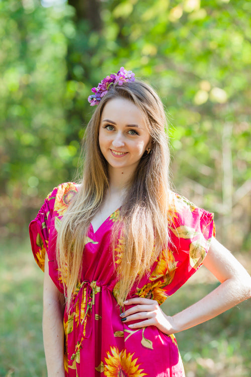 Magenta Magic Sleeves Style Caftan in Sunflower Sweet Pattern
