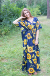 Navy Blue Timeless Style Caftan in Sunflower Sweet Pattern