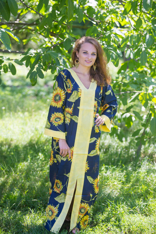 Navy Blue The Glow-within Style Caftan in Sunflower Sweet Pattern