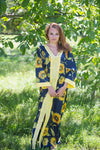 Navy Blue The Glow-within Style Caftan in Sunflower Sweet Pattern