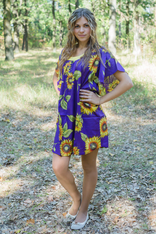 Purple Summer Celebration Style Caftan in Sunflower Sweet Pattern