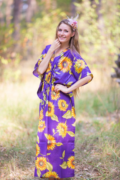 Purple The Drop-Waist Style Caftan in Sunflower Sweet Pattern