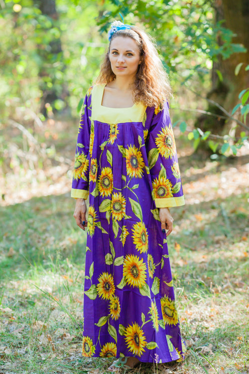 Purple Fire Maiden Style Caftan in Sunflower Sweet Pattern