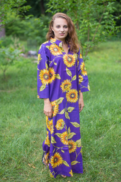 Purple Mandarin On My Mind Style Caftan in Sunflower Sweet Pattern