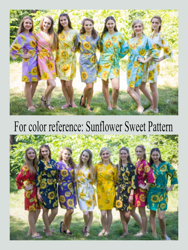 Gray Cool Summer Style Caftan in Sunflower Sweet Pattern