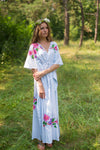 Light Blue Timeless Style Caftan in Swirly Floral Vine Pattern