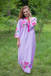 Lilac Simply Elegant Style Caftan in Swirly Floral Vine Pattern