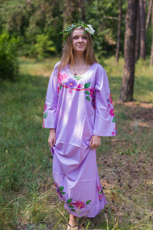 Lilac The Unwind Style Caftan in Swirly Floral Vine Pattern